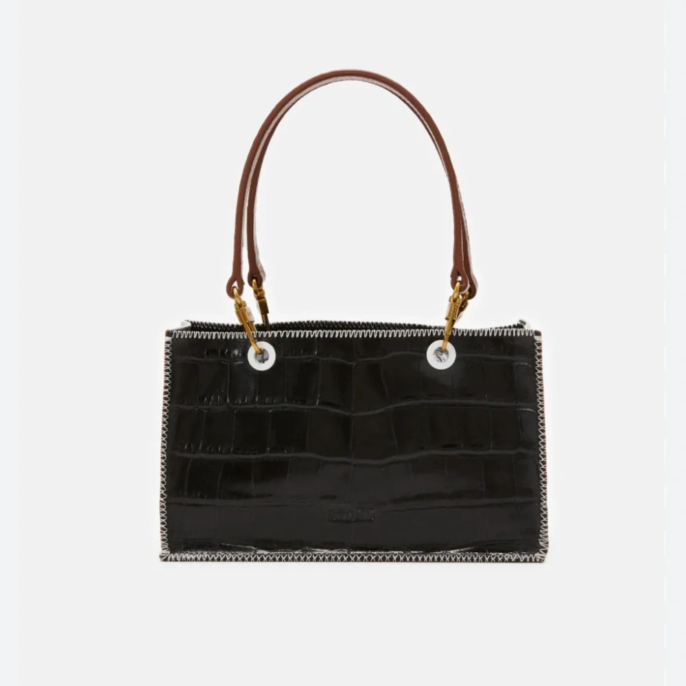 *SOLD* STAUD Gemma Shoulder Bag in Black and Brown Croc - Picture 3 of 12